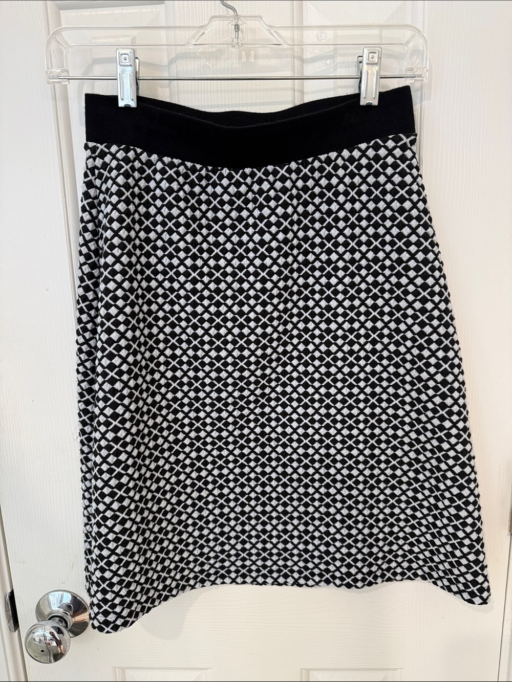Black & White Patterned A-Line Skirt
